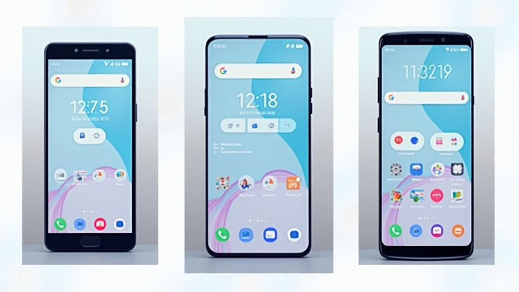 Phone comparison showing different screen sizes and Android versions