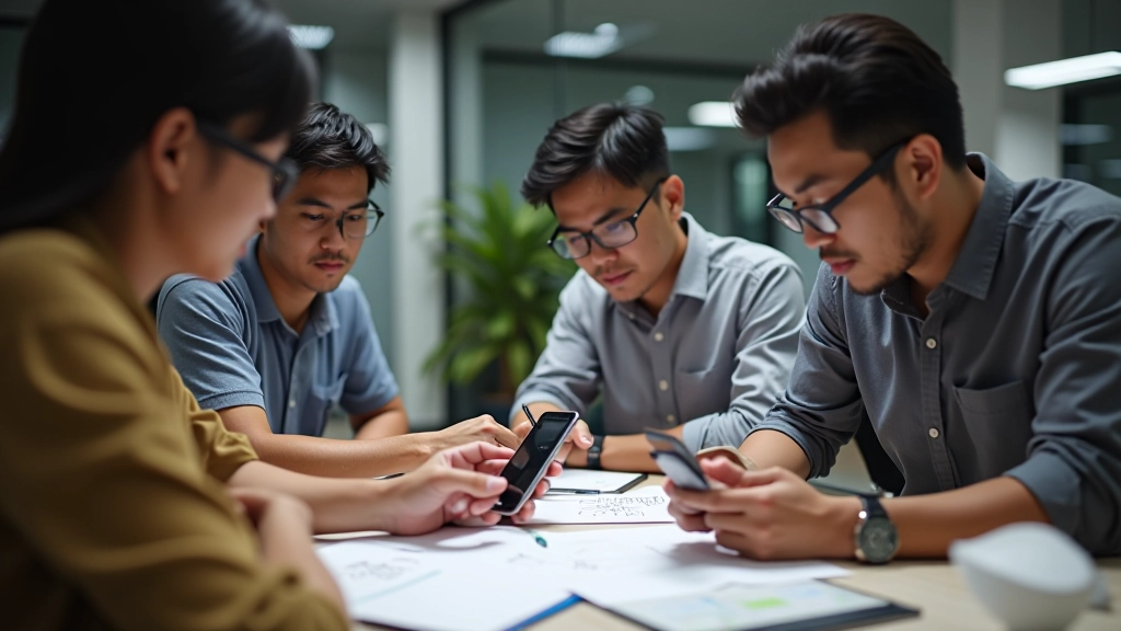 Team discussing mobile design strategy