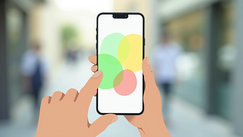 Mobile phone screen showing highlighted thumb-reach zones with color-coded accessibility areas