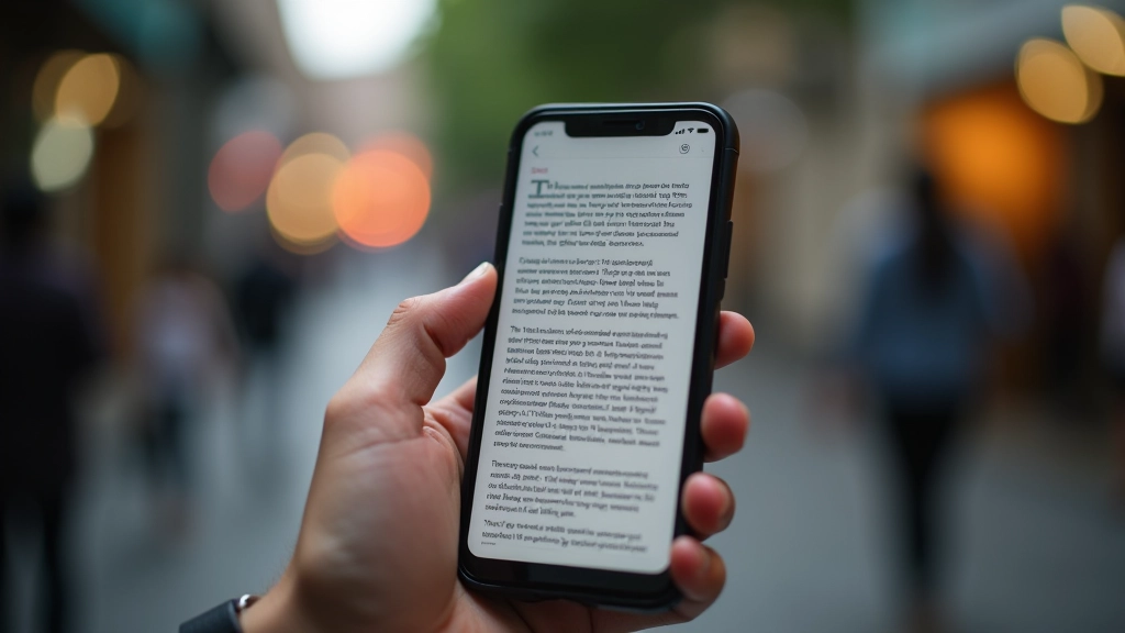Text-heavy mobile layout with short paragraphs and icons